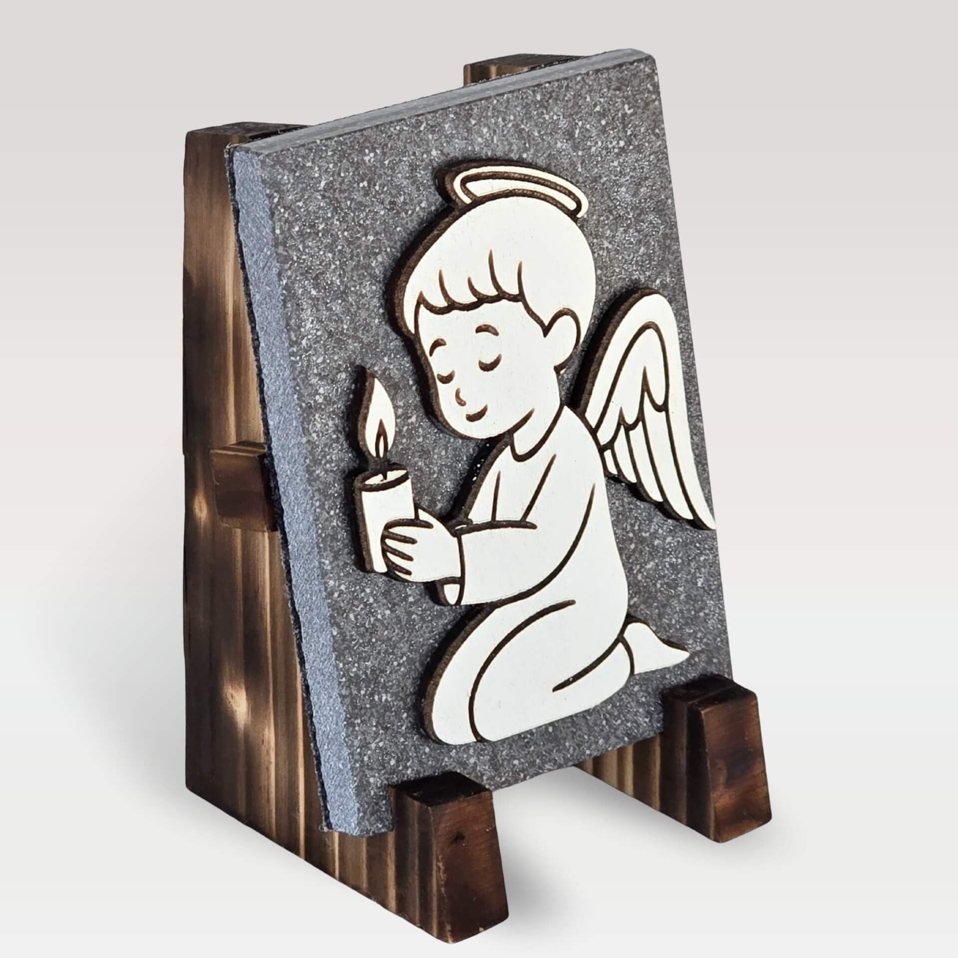 Spominska slika angel na granitogresu s stojalom