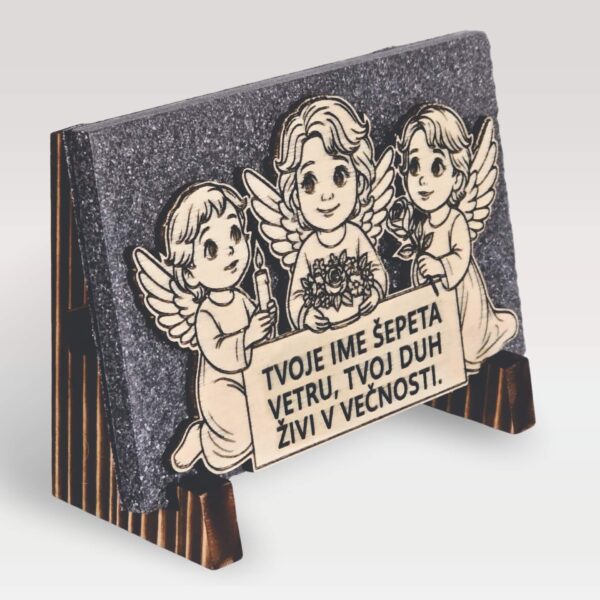 angeli z napisom na granitogresu