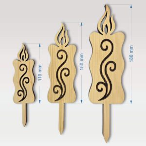 Lesene sveče na piku iz masivne smreke naravne barve (natur) - prikaz velikosti